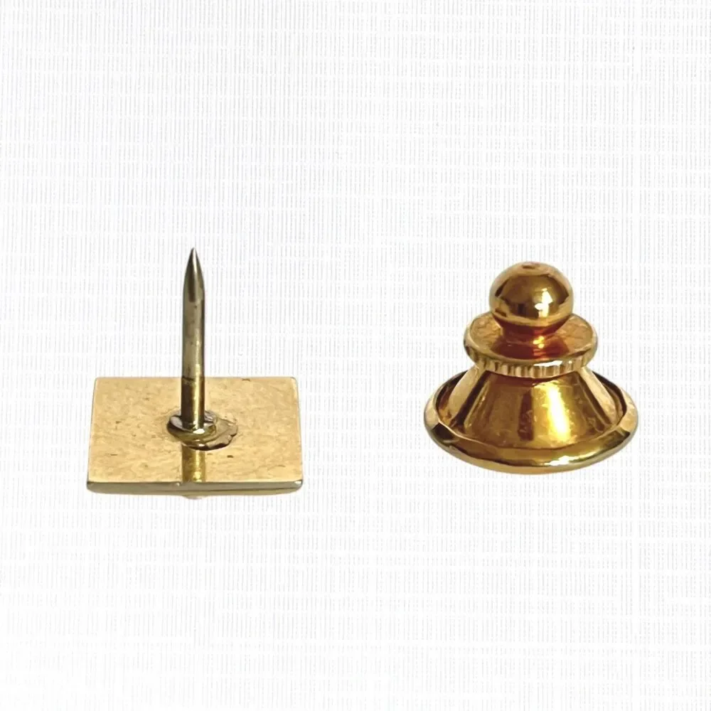 Vintage Masonic Tie Tack Pin Gold Tone Freemason Emblem Square Textured Mens